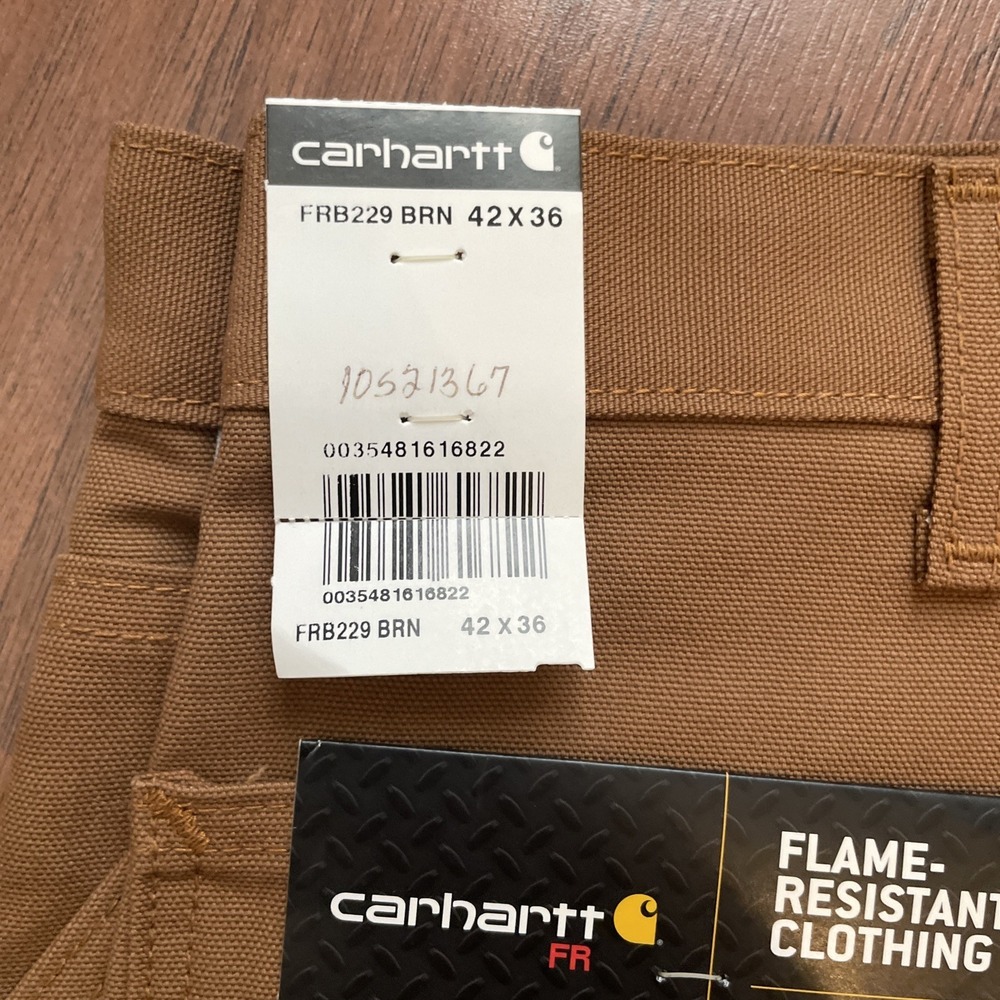 Carhartt FR Flame Resistant Duck Work Dungaree Pants Brown FRB229 BRN 42x36 NWT - Picture 4 of 7